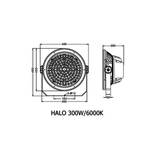 ขนาดของโคมไฮเบย์ LED HALO 200W (เดย์ไลท์) BEC