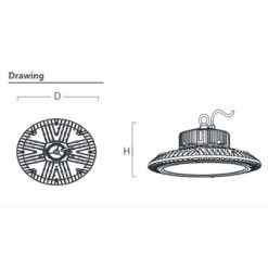 ขนาดของโคมไฮเบย์ LED (IU) 100W (เดย์ไลท์) EVE