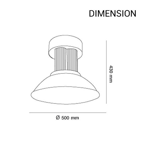 ขนาดของโคมไฮเบย์ LED 150w LAMPO (เดย์ไลท์)